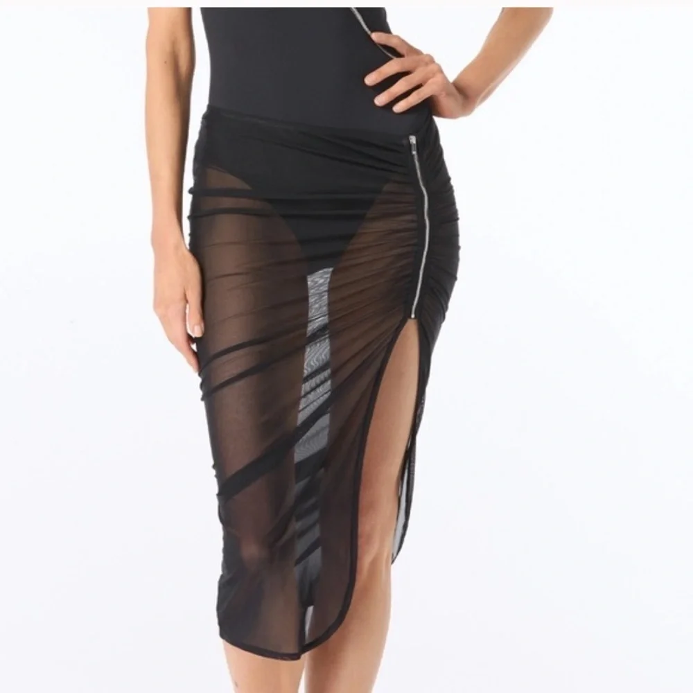 NWT Michael Kors Black Ruched Midi Pencil Skirt